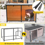 Aivituvin Heated Dog House Outdoor 59" Extra Large Insulated Dog Kennel with Heating System & Insulation Liner,All-Around Iron Frame