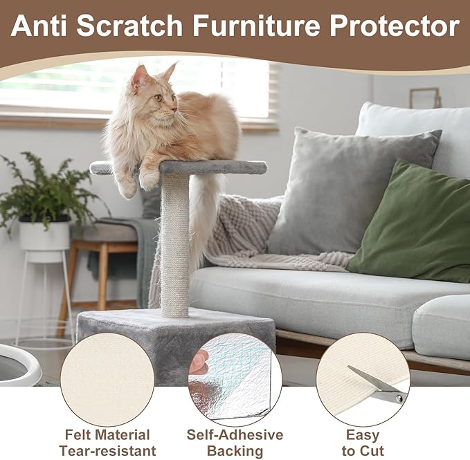 uxcell Self-Adhesive Cat Scratching Mat, 2 Roll 39.4" x 11.8" Couch Protector from Cat Claws for DIY Sofa, Wall, Doors, Cut Anti Cat Scratch Pad Carpet Mat, Beige