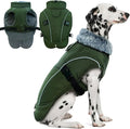DENTRUN Winter Warm Dog Coat Reflective Jacket with Turtleneck for Cold Weather, Adjustable Buckle Windproof Water Repellent, Thick Snowsuit Fleece Vest for Small, Medium, Large Dogs, Green, XXL