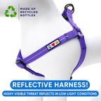 Pawtitas Recycled Reflective Step-in Dog Harness – Adjustable No-Pull Vest for Puppies to Seniors, Safe & Comfortable M Purple