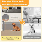 Short Dog Gate,14" Tall Gate to Step Over, Puppy Mesh Retractable Pet Gates Doggy Door for Doorways Stairs, Extends up to 55" Wide for Kitchen Hallways Indoor, Gray