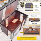 Aivituvin Dog House with Insulated Liner, Heated Outdoor Indoor Weatherproof Dog House for Winter, Suitable for Small & Medium & Large Dogs with Unique All-Around Iron Frame(Grey)