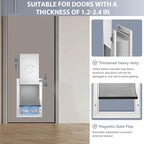 [Petoasis] 3-Flaps Heavy-Duty Dog Door, Rust Proof Aluminum Alloy Frame, Extreme Weather Dog Door Can Block Wind, Snow, and Rainwater Intrusion (Silvery White, Large for Door)