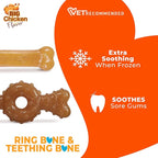 Nylabone Ring Bone & Teething Bone Puppy Chew Toy for Dogs, Soothing Puppy Teething Toys, Puppy Enrichment Toys, Long Lasting Chicken Flavor, Medium Dogs - Up to 35 lbs, 2 Pack