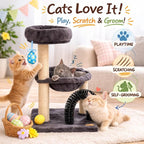 27.8" Small Cat Tree with Easter Eggs,Multi-Level Cute Cat Tree with Scratching Post| Plush Hammock| Perch| Random 3 Pcs Easter Eggs| Groomer Brush for Kittens Play & Rest