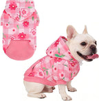 KOOLTAIL Spring Dog Hoodie Pet Clothes Sweater with Hat and Pocket for Medium Large Size Dogs Outdoor Picnic Camping, Insect Protection Anti-Hair Loss, Soft Fleece Dog Hooded Sweatshirt, Pink Flower M