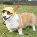 Dog Baseball Cap, Dog Cat Summer Beach Visor Hat with Ear Holes, Adjustable Puppy Sunbonnet Headdress (Yellow, Large)