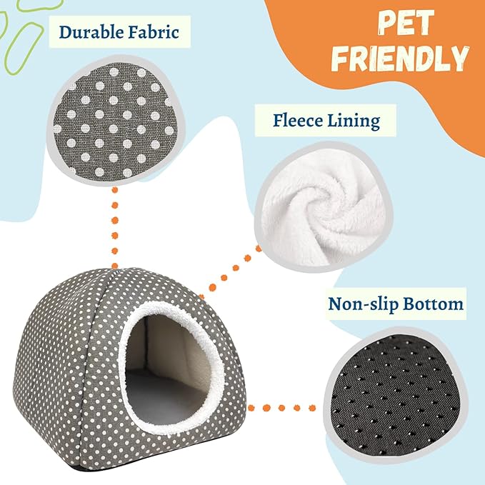 Rabbit Hideout Large Bunny Bed Washable Rabbit House and Hideout Fleece Guinea Pig Hiding Hut for Indoor Bunnies Small Animal Hideaway