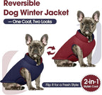 QBLEEV Reversible Dog Winter Coat, Waterproof Windproof Warm Jacket with Adjustable Hook & Loop Design, Lightweight Puffer Vest for Medium Dogs, Wine Red, M – Fits Pug, Beagle, Corgi