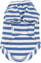 LOPHIPETS 100% Breathable Cotton Striped Dog Tee Shirt T-Shirt for Small Dogs Chihuahua Puppy Clothes -Blue and White Strips/XL