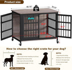 EasyCom 41"/33"/27" Dog Crate Furniture with Name Tag, Heavy Duty Dog Kennel Indoor for Medium Dogs, Double-Doors Sturdy Metal Dog Cage for Anxiety Dog, Decorate House as TV Stand, End Table