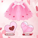 3 Pcs Valentine's Day Dog Costume Set Including Pink Valentines Love Headband Valentines Dog Tutu Dress Cute Pet Tutu Pink Valentines Pet Scarf for Medium Dogs Holiday Outfit Accessory