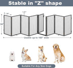 Metal Freestanding Dog Gates with Door for Outdoor Indoor,160'' Extra Wide 36'' Tall Free Standing Dog Gate for Doorways,Large Openings,Deck,Yard,Porch,Foldable Pet Fence(Black,8 Panels)