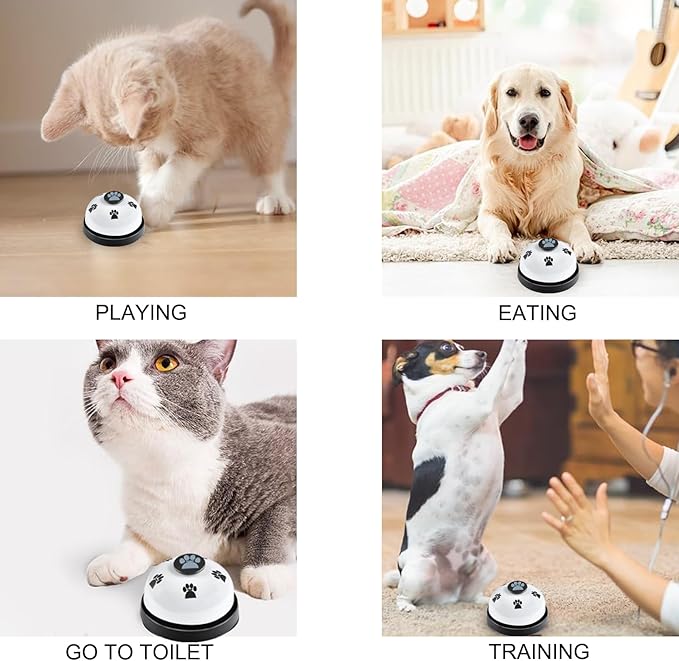 3 Pack Dog Doorbells, Pet Training Bells for Outside Potty Training and Communication, Bell for Dog Cat Puppy Interactive Toys (White, 3 Pack)