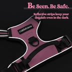 rabbitgoo Dog Harness No Pull with 2 Leash Clips, Adjustable Soft Padded, Reflective Oxford No Choke Pet Vest with Easy Control Handle for Large Dogs, Pink, XL