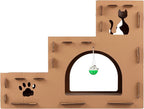Cat House - Cardboard Cat House with Scratching Pads, Toys, and Catnip - 3-Story Cat Houses for Indoor Cats, Kittens and Small Animals by PETMAKER