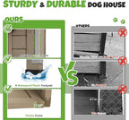 Large Outdoor Wooden Dog House, Weatherproof Dog Houses with Adjustable Vent Windows, Alloy Chew-Resistant Frame, Removable Floor for Medium & Large Dogs, (34" L x 22" W x 25.9" H)