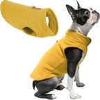 Gooby Fleece Vest Dog Sweater - Honey Mustard, X-Large - Warm Pullover Fleece Dog Jacket with O-Ring Leash for Small to Medium Dogs