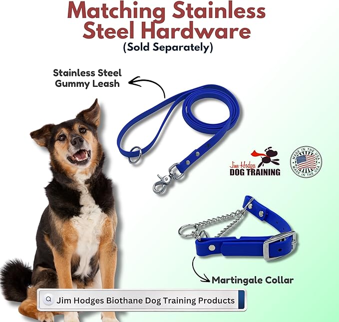 Martingale Collar for Dogs, Biothane, Stainless Steel Hardware, No Pull, Made in The USA, Professional Grade, Large, Blue
