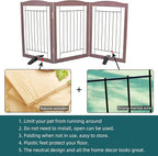 ZJSF Freestanding Dog Fence Indoor, Foldable Dog Gate for Doorways, Stairs or Hallways, Sturdy Wood Extra Wide Pet Gate with Support Feet for The House, Brown, 32 "Height-3 Panels
