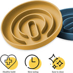 OHMO Slow Feeder Dog & Cat Bowl, Non-Slip with Suction Cup, Food-Grade Silicone, Anti-Choking & Anti-Bloat (Yellow, M-Infinite, 7.3")