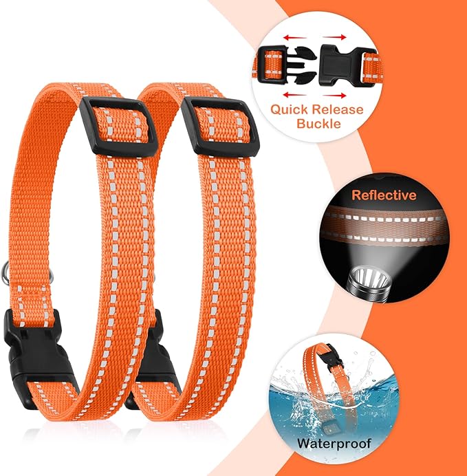 Collar Replacement Strap Compatible with Dog Training Collar Receiver, Reflective Dog Collars Strong, 2 Piece Set
