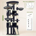 Globlazer Extra Large Heavy Duty Cat Tree, 80in Tall Sturdy Cat Tree Tower for Multiple Indoor Cats Large Adult with Scratching Posts, 2 Spacious Condos with Padding, 2 Soft Perches, S80C, Dark Grey
