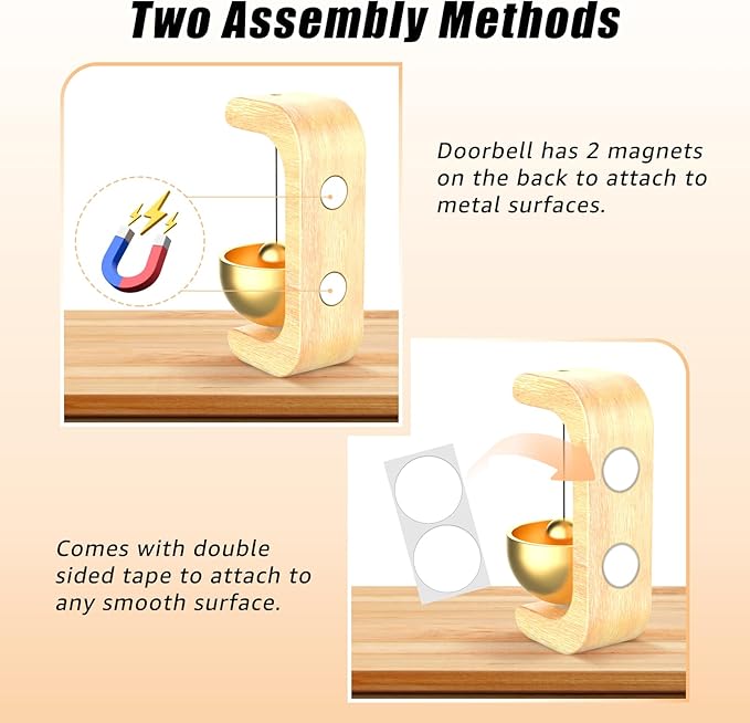 Shopkeepers Bell for Door Opening – Magnetic Wooden Door Bell for Home/Refrigerator/Entrance Decor