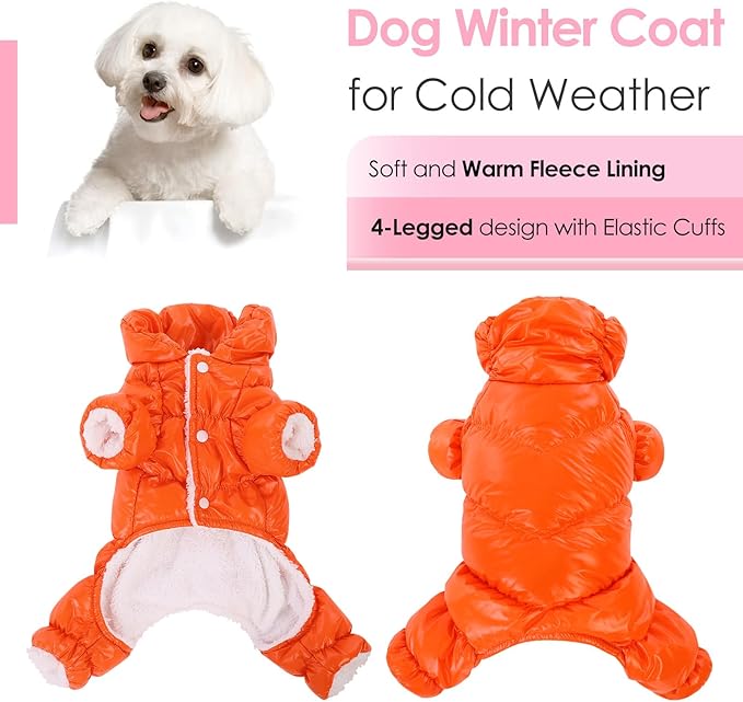 AOFITEE Dog Winter Coat, Waterproof Dog Jacket, Fullbody Dogs Winter Coat Snowsuit, Windproof Puppy Puffer Jacket Snow Suit with Legs, Pet Fleece Vest, Cold Weather Coats for Small Dogs, XL