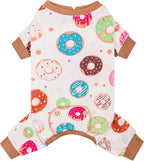 KYEESE Dog Pajamas, Soft Dog Pajamas for Small Dogs Boy Girl, Stretchy Dogs Pjs Velvet Pet Jumpsuit Sleepwear, Comfy Jammies Lightweight Pet Onesie Outfit, Donut, L