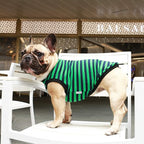 iChoue French Bulldog 100% Breathable Cotton Striped T Shirts Halloween Vest Clothes for Medium Dogs Tank Tops Frenchie Pug English Boston Terrier Pitbull Green Black Stripes - Large Plus