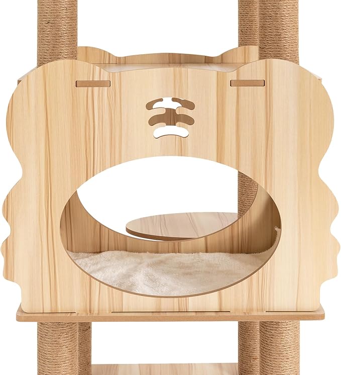54 -Inch Multi-Level Cat Scratching Post, Cat Tree Tower for Indoor Cats, Cat Condo with Clear Space Capsule,Large Cat Tree Weight Capacity Less Than 33.07lbs,Brown