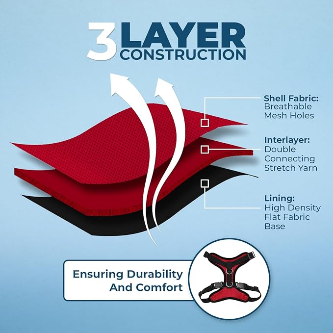 Voyager Step-in Pet Harness - All Weather Mesh, Adjustable Step in Harness for Cats and Dogs by Best Pet Supplies - Red/Black Trim, XL