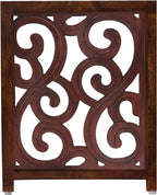 Wooden Foldable Pet Dog Safety Gate - 4 Panels Scroll 20 W x 24 H- Hand Carved Solid Wood & MDF- Free Standing Portable Indoor Doorway Hall Stairs Puppy Fence -Fully Assembled- Antique Brown -IRONGATE
