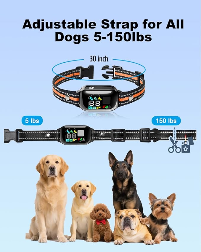 2-in-1 Dog Shock Collar with Remote & Bark Collar - Smart Anti Barking Dog Electric Training Collar with 5 Adjustable Sensitivity & 3300FT for All Breeds IPX7 Waterproof E-Collar for 2 Dogs