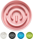 Ceramic Slow Feeder Dog Bowls, 0.6 Cup Slow Feeder for Small Dogs, Puzzle Maze Bowl, Prevents Choking, 6in, Pink