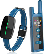 Dog Training Shock Collar 4000FT Dog Bark Collar with Remote IP67 Waterproof 4 Training Modes Beep Vibration Shock Light Mode Magnetic Charger Electric Dogs Collar 8-25 inches Double Shock Sea Blue