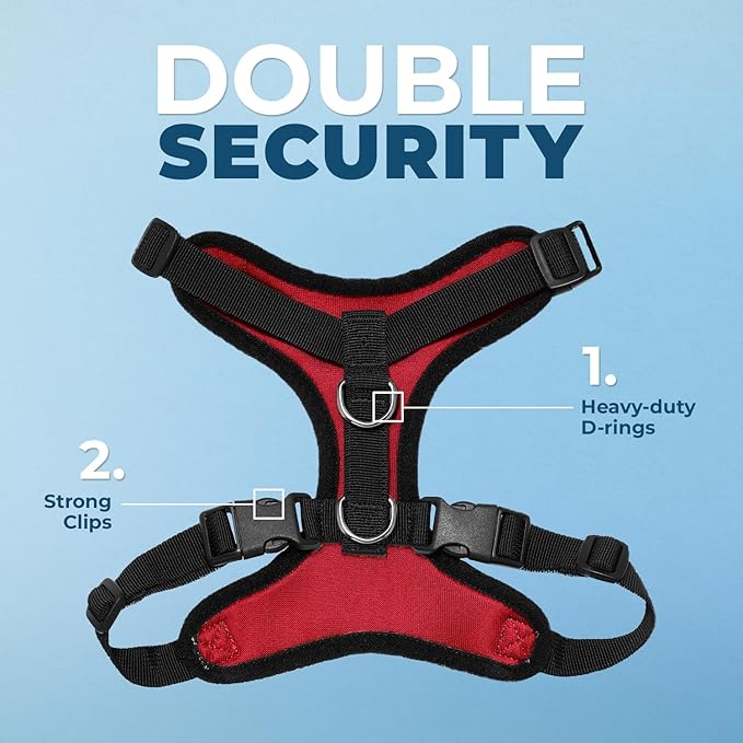Voyager Step-in Pet Harness - All Weather Mesh, Adjustable Step in Harness for Cats and Dogs by Best Pet Supplies - Red/Black Trim, XS
