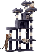 Heavy Duty Cat Tree for Indoor Cat, 71 Inch Large Cat Tower with Scratching Post and Top Perch, Hammock, Big Cat Condo for Adult Cats Kittens, PMT03DG, Dark Grey