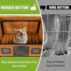 GUTINNEEN Dog House Outdoor with Metal Frame, Wooden Dog Shelter with Weatherproof Roof, Dog Kennel for Small to Large Dogs Indoor