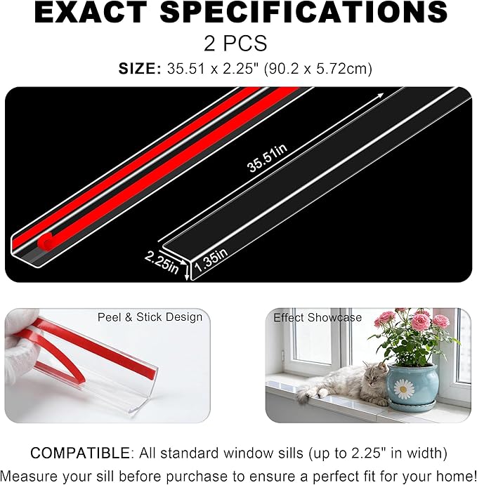 Ultra Clear Window Sill Protector - Scratch & Chew Proof Pet Guard for Dogs & Cats, Easy Install Transparent Ledge Cover, No Residue