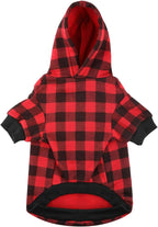 Plaid Dog Hoodie Sweatshirt Sweater for Medium Dogs Cat Puppy Clothes Coat Warm and Soft (M)