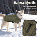 Fragralley Dog Coat Large, Waterproof Dog Jacket with Warm Fleece Lining, Adjustable Reflective Dogs Winter Coat, Turtleneck Pet Coats for Cold Weather (ArmyGreen XXL)