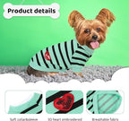 Dog Shirts for Small Dogs, Striped T-Shirts Dog Vest Pet Apparel Tee Shirts Spring Summer Suitable for Small and Medium Large Pets French Bulldog Bichon, Turquoise S