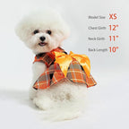 PUPTECK Plaid Fall Dog Dress Pet Apparel for Autumn with Cute Bowtie Puppy Clothes Outfit, Plaid, S