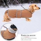 Geyecete Dachshund Sweaters for Dogs Jacket,Dachshund Coat Perfect Dog Winter Coat with Padded Fleece Lining,high Collar,Dog Snowsuit-Brown-S