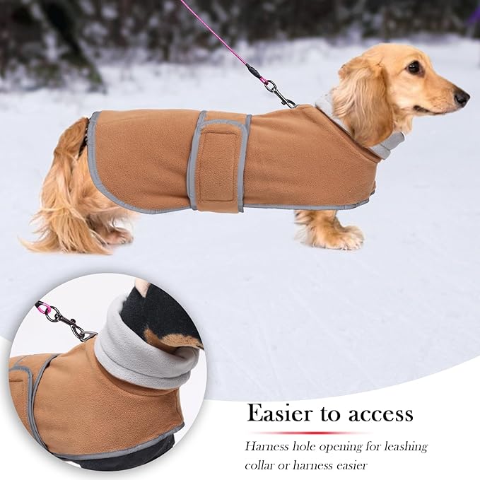 Geyecete Dachshund Sweaters for Dogs Jacket,Dachshund Coat Perfect Dog Winter Coat with Padded Fleece Lining,high Collar,Dog Snowsuit-Brown-L