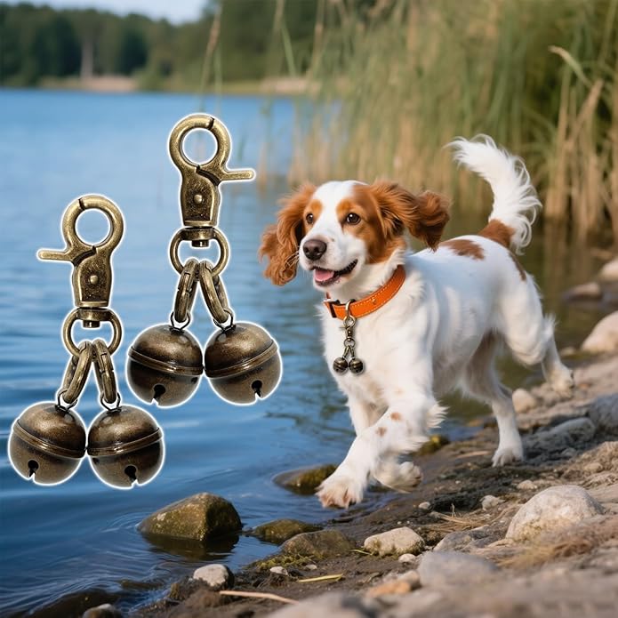 Copper Bells for Dog Collars with Snap Clips - Dog Bells to Go Outside,Made of Pure Copper for Dogs/Cat - Clear Sound & No Rust - Know Where Your Pet