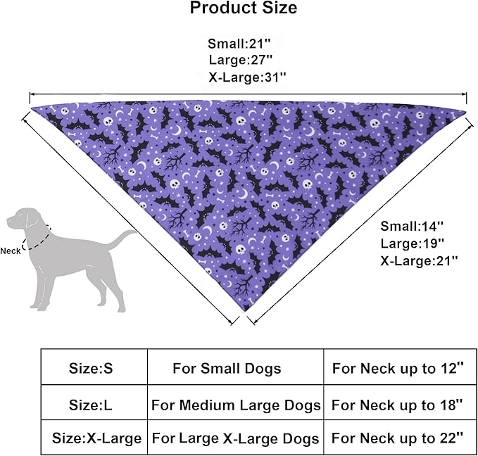 ADOGGYGO 2 Pack Halloween Dog Bandanas, Reversible Triangle Dog Scarf Accessories Halloween Bandanas for Small Dogs Pets (Small)