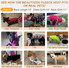 BEAUTYZOO Dog Fleece Vest Sweater Winter Jacket for Small and Medium Dogs with D-Ring Leash Cold Weather Coat Hoodie for XS S M Dogs Boy or Girls